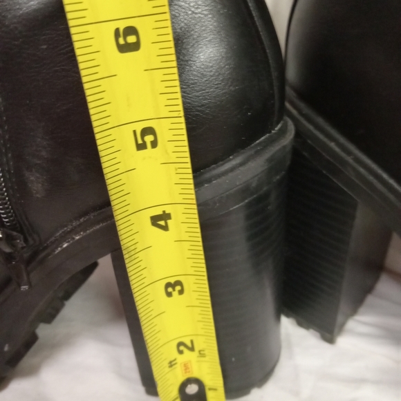 GBG LOS ANGELES Boots Black ,Faux Leather Zipper, 4" Chunky Heels Sz 8.5 - Picture 8 of 12